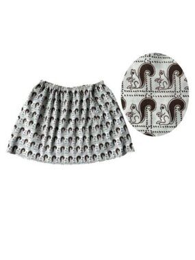 Unique Mod Op Art Vintage Squirrel Pleated Elastic Waist Skirt